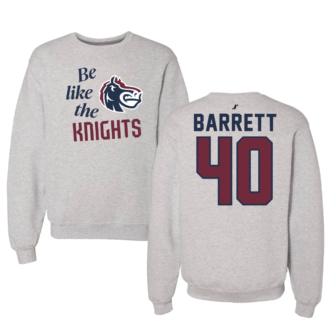 Fairleigh Dickinson University-Metropolitan Campus Baseball Light Gray Be Like Us Crewneck - #40 Ian Barrett