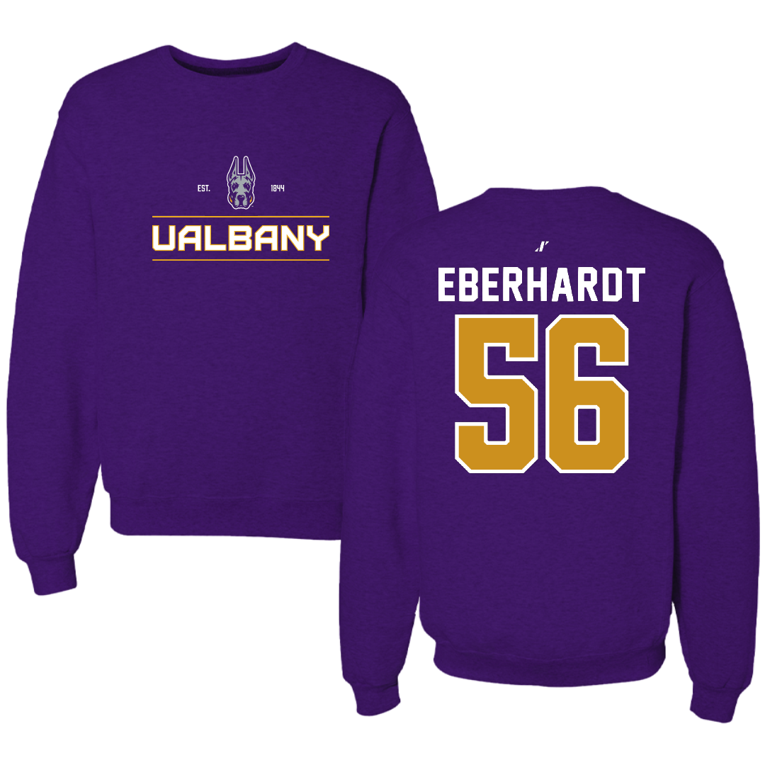 University at Albany Football Purple General Crewneck - #56 Neco Eberhardt