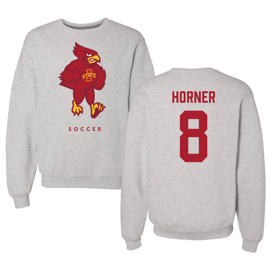 Iowa State University Soccer Gray Crewneck - #8 Avery Horner