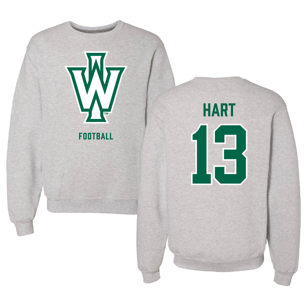 Illinois Wesleyan University Football Gray Crewneck - #13 Shyne Hart