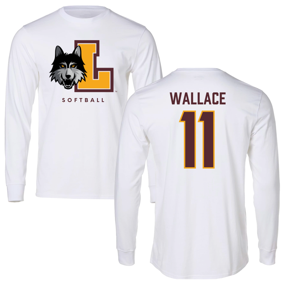 Loyola University-Chicago Softball White Mascot Long Sleeve - #11 Haley Wallace