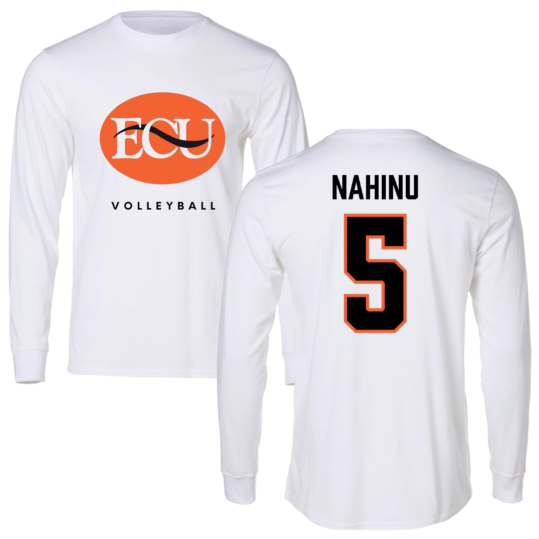 East Central University Volleyball White Performance Long Sleeve - #5 Angel Nahinu