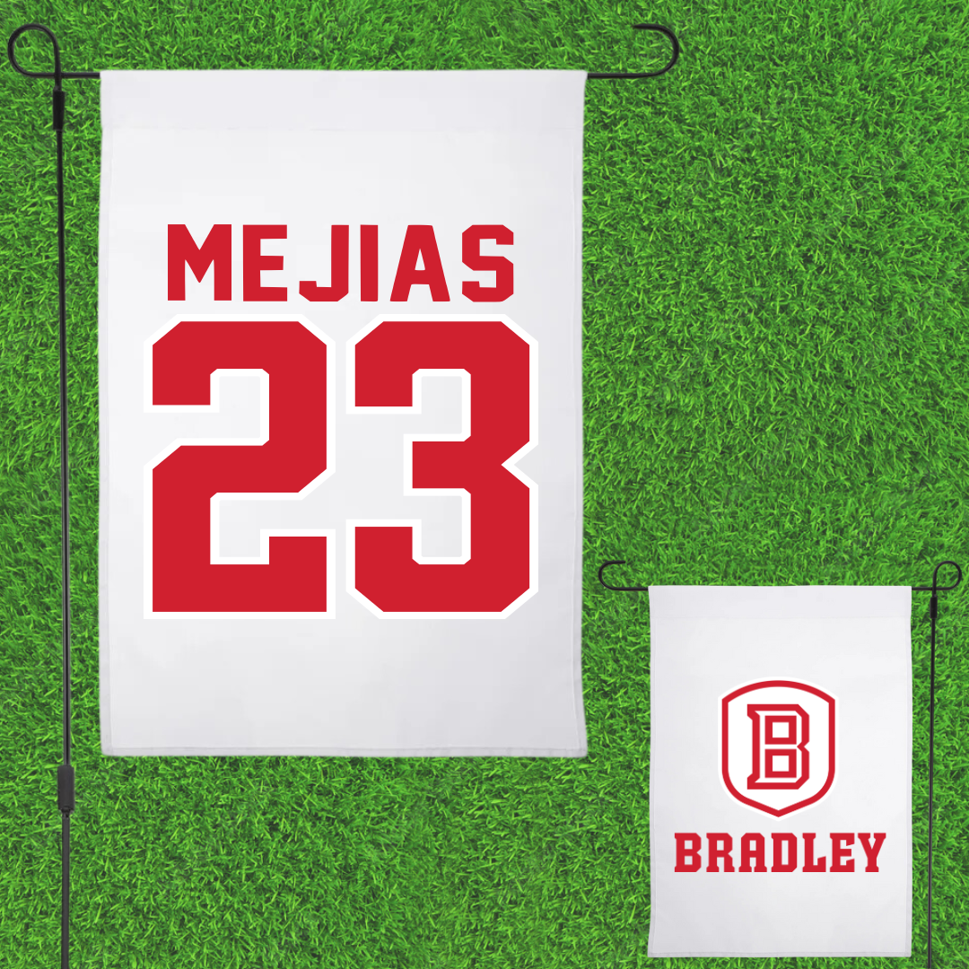 Bradley University Soccer White Garden Flag - #23 Jamaine Mejias