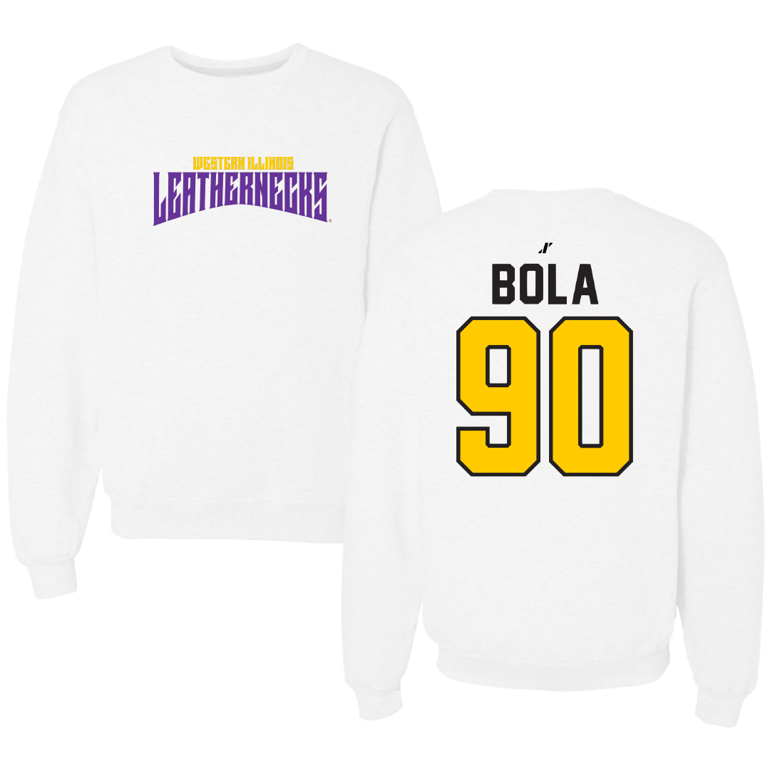 Western Illinois University Football White Classic Crewneck - #90 Mayo Bola
