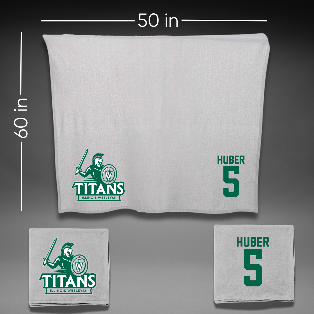 Illinois Wesleyan University Basketball Gray Blanket - #5 Lauren Huber