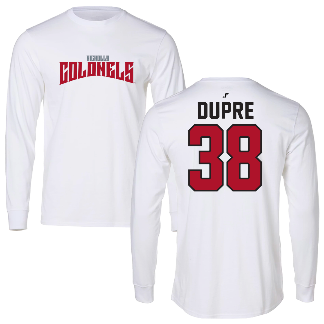 Nicholls State University Football White Classic Long Sleeve - #38 Kylan Dupre