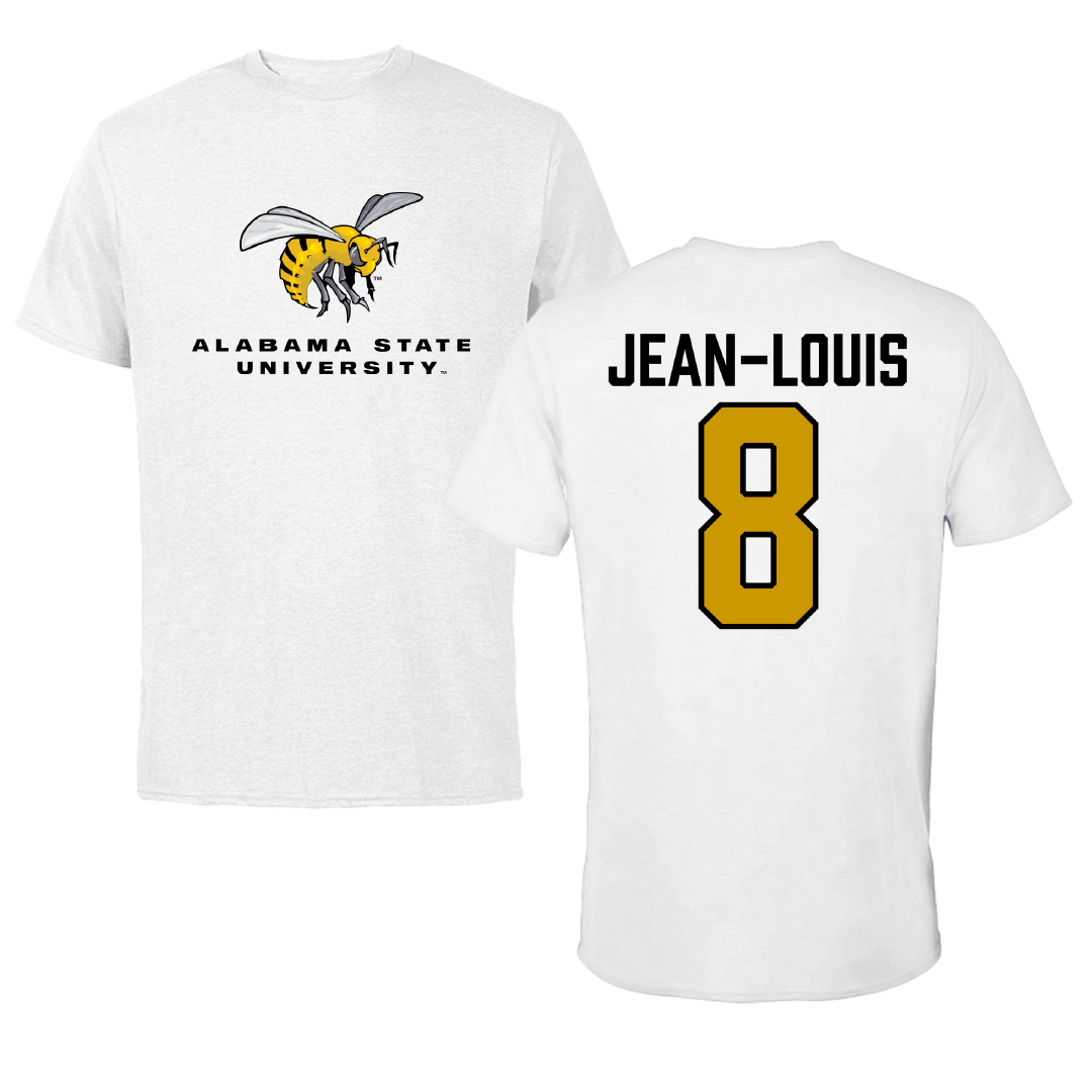 Alabama State University Football White Performance Tee - #8 Rhoody Jean-Louis