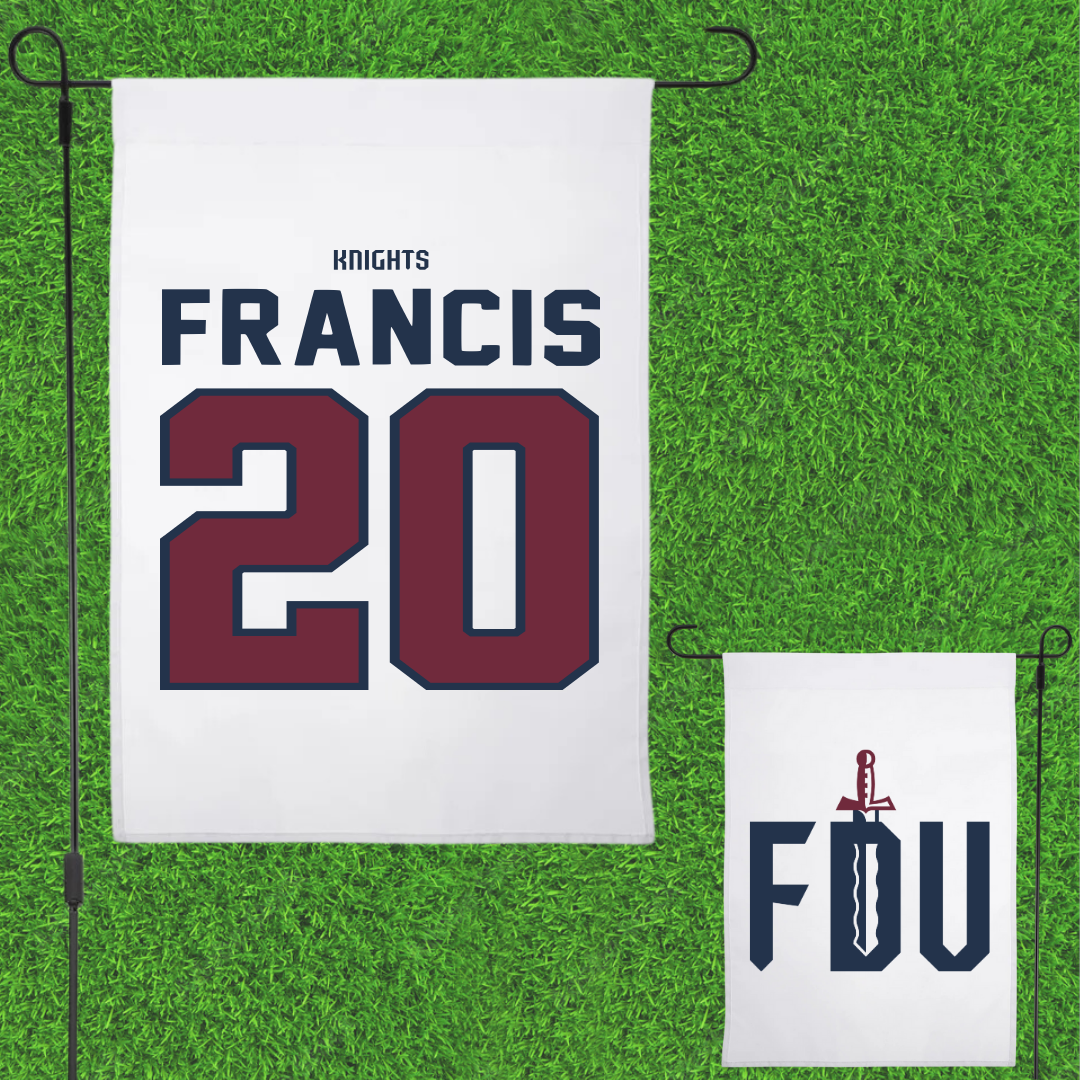 Fairleigh Dickinson University-Metropolitan Campus Basketball White Garden Flag - #20 Davin Francis
