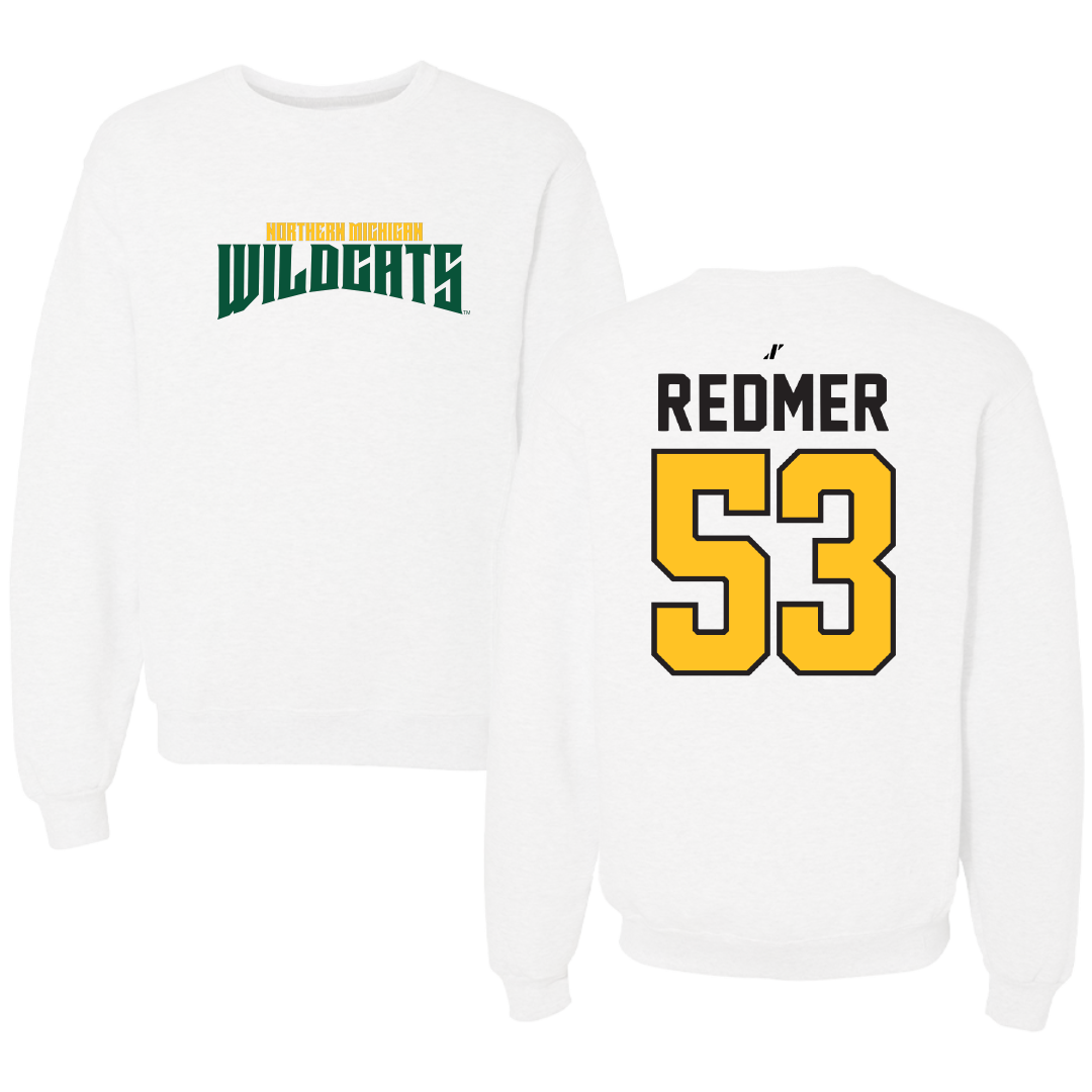 Northern Michigan University Football White Classic Crewneck - #53 Brady Redmer