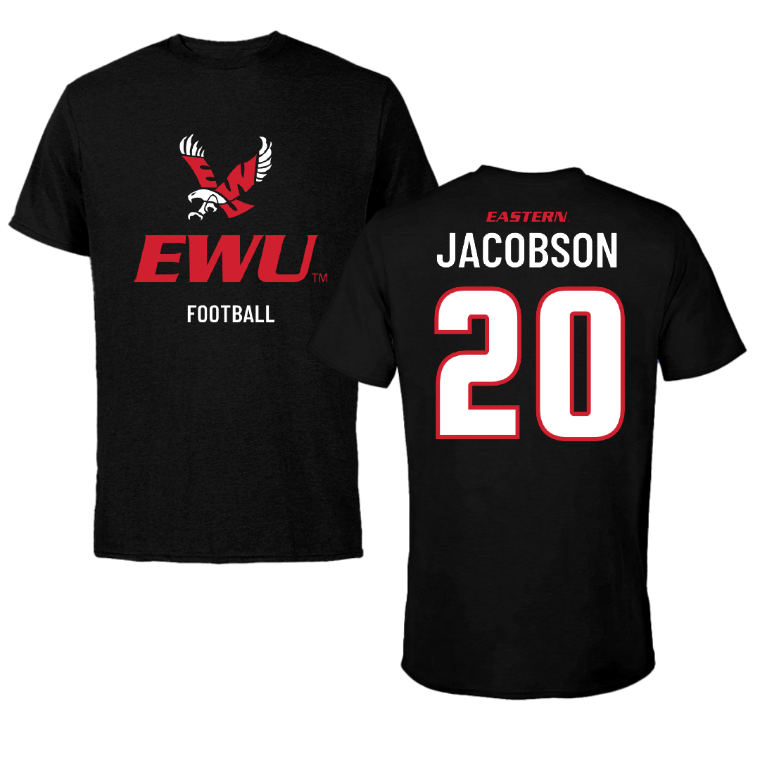 Eastern Washington University Football Black EWU Tee - #20 Tyson Jacobson