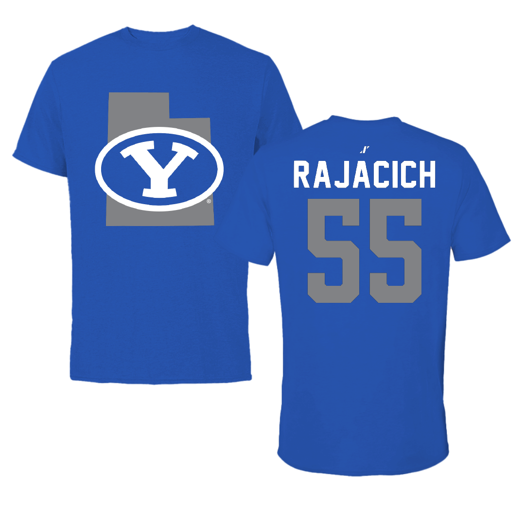 Brigham Young University Baseball Blue State Tee - #55 Seth Rajacich