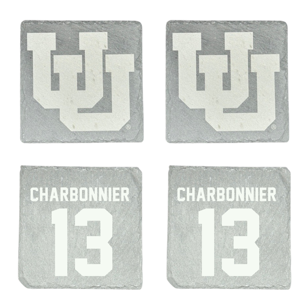 University of Utah Lacrosse Stone Coaster (4 Pack)  - #13 Luc Charbonnier
