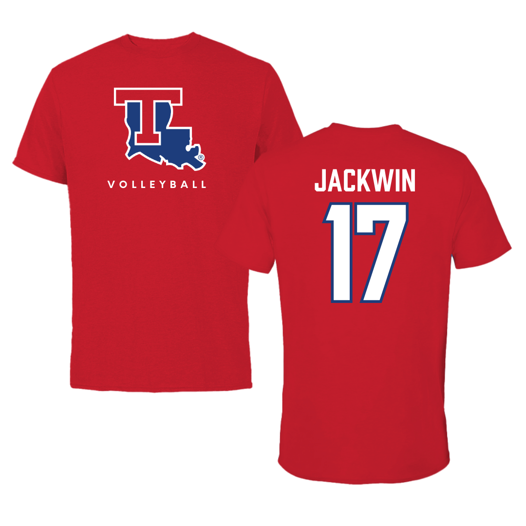 Louisiana Tech University Volleyball Red Performance Tee - #17 Sydney Jackwin