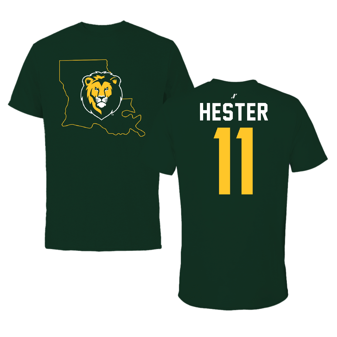 Southeastern Louisiana University Football Forest Green State Tee - #11 Kunta Hester