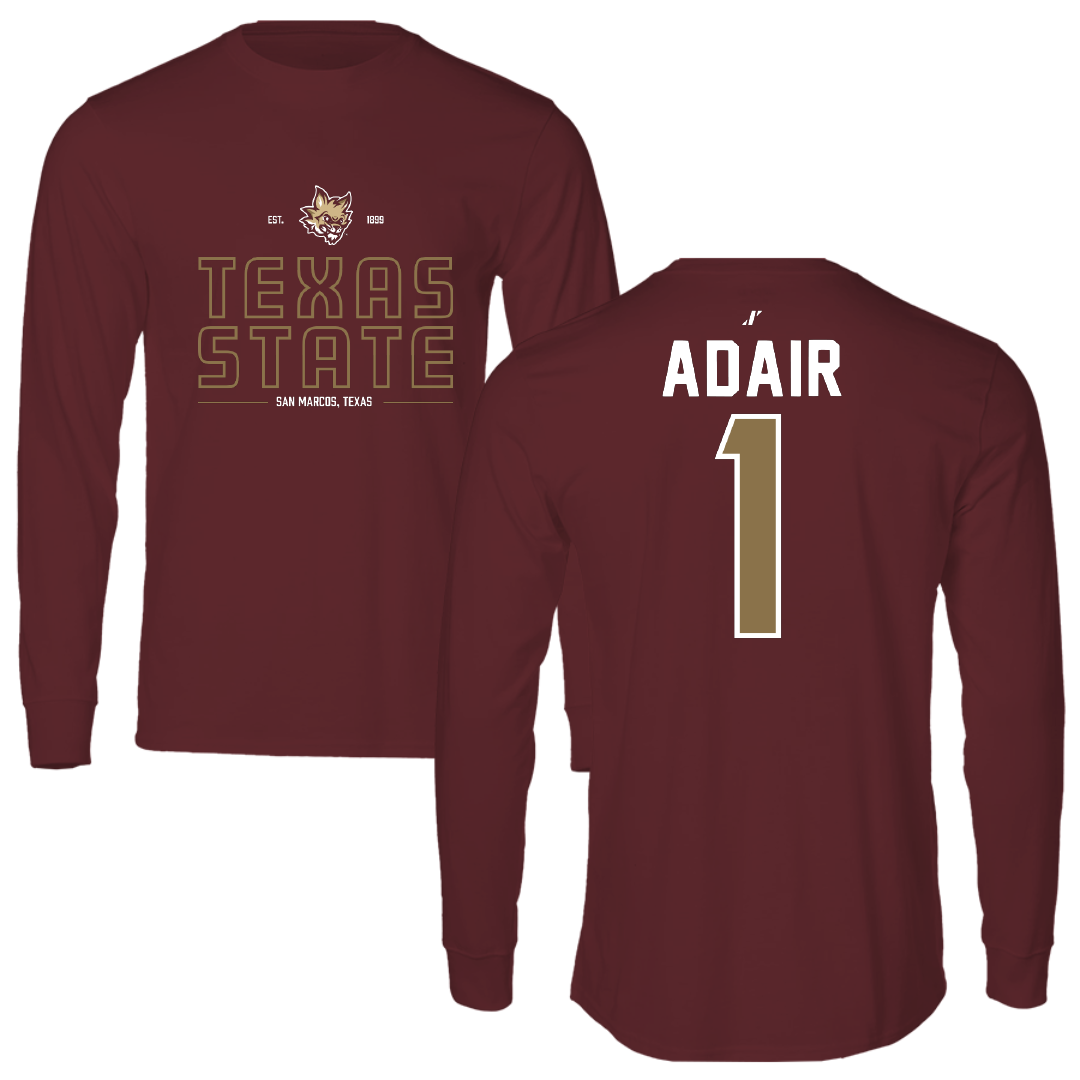 Texas State University Volleyball Maroon General Long Sleeve - #1 Ally Adair
