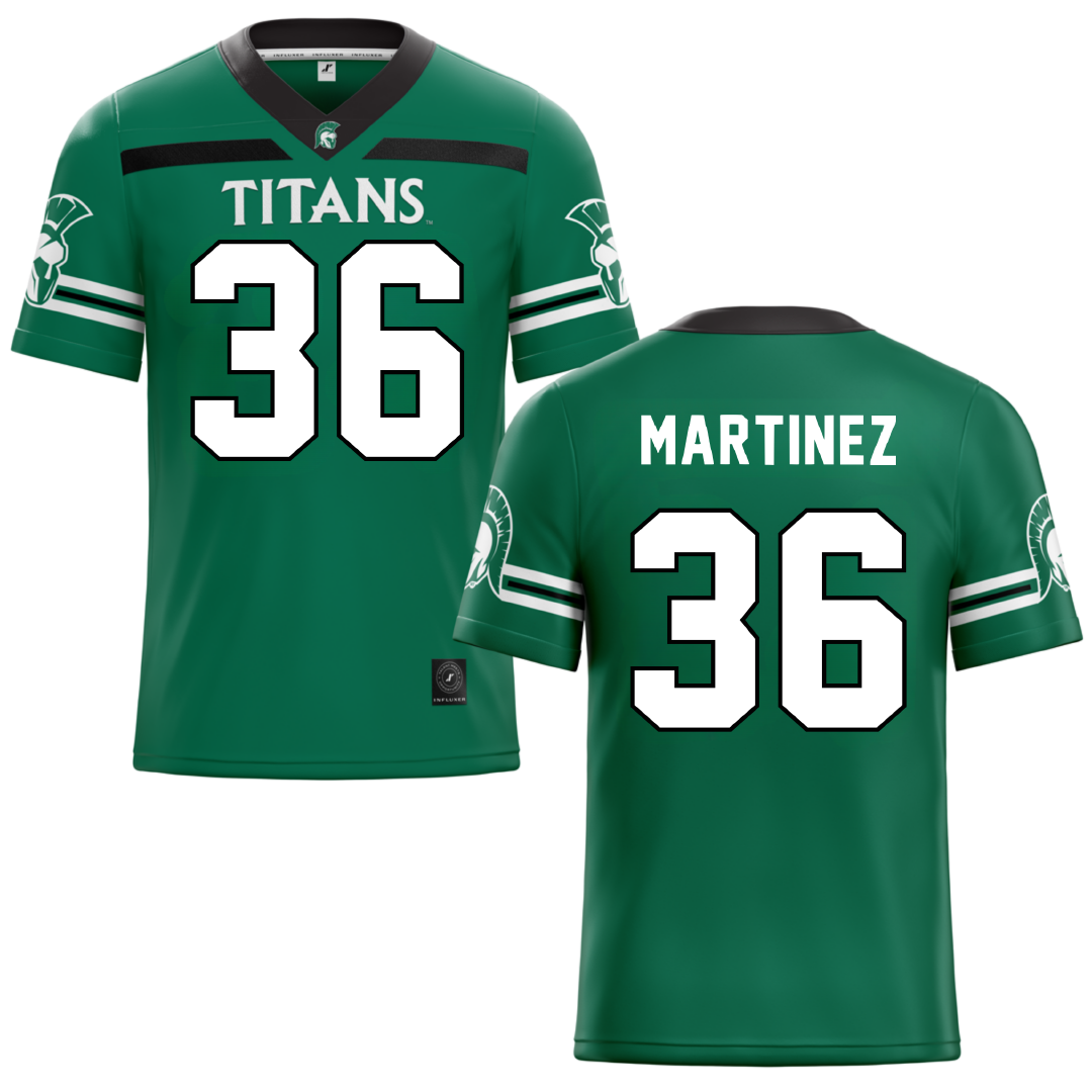 Illinois Wesleyan University Green Football Jersey - #36 Yahir Martinez