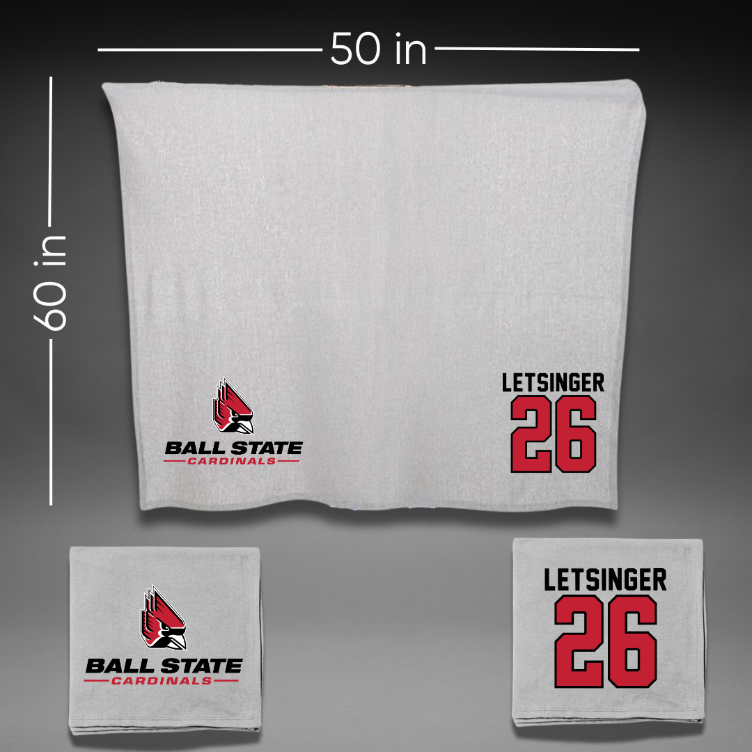 Ball State University Baseball Gray Blanket - #26 Lucas Letsinger
