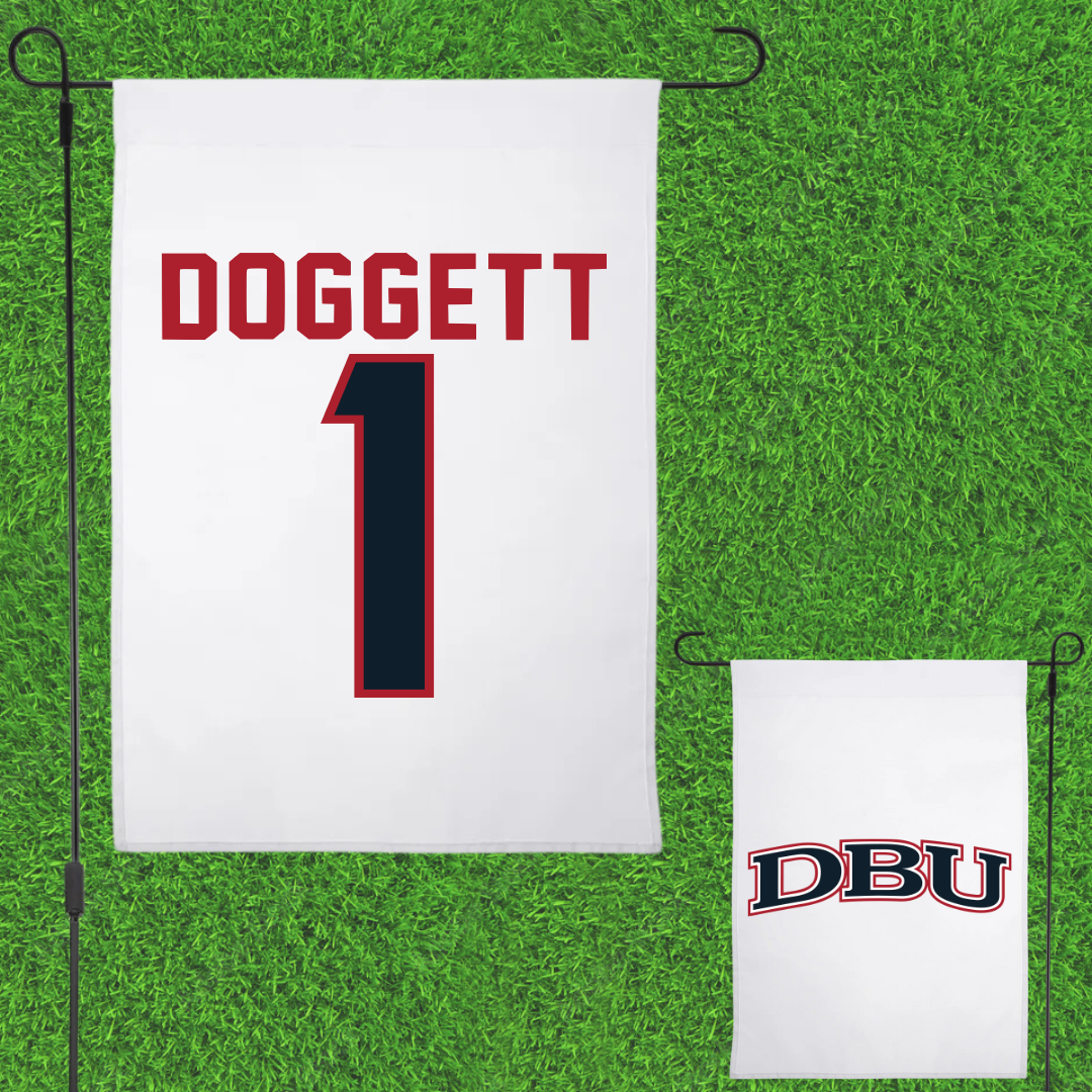 Dallas Baptist University Volleyball White Garden Flag - #1 Daylee Doggett