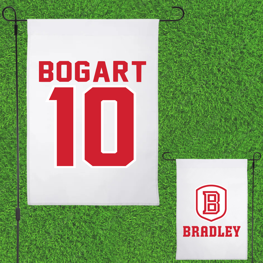 Bradley University Baseball White Garden Flag - #10 JD Bogart