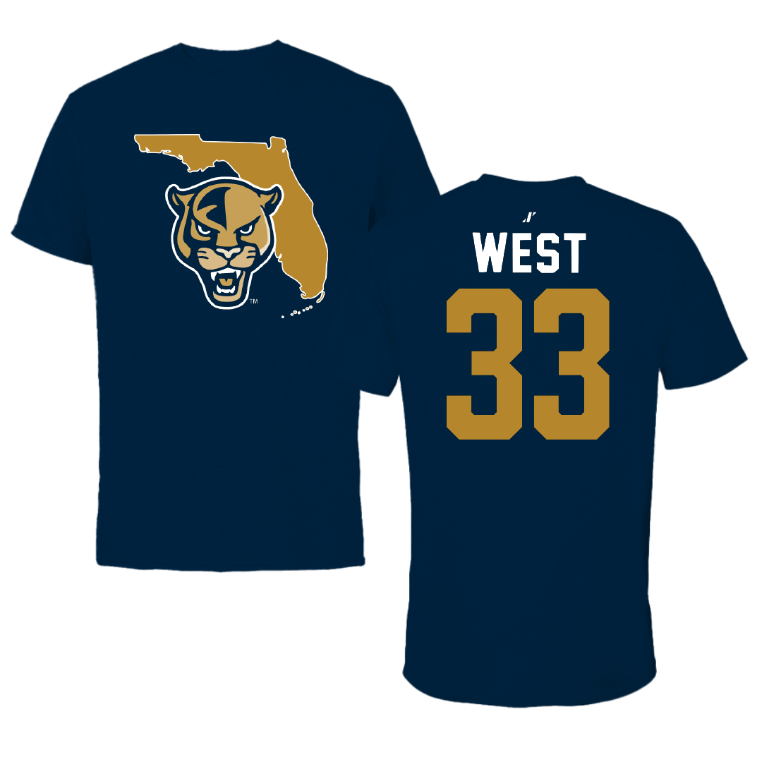 Florida International University Baseball Navy State Tee - #33 Brylan West