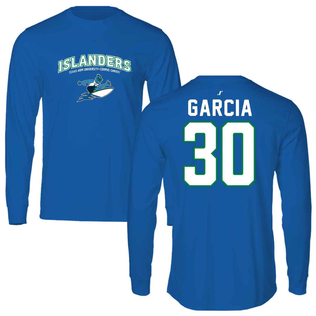 Texas A&M University-Corpus Christi Baseball Blue General Long Sleeve - #30 Zach Garcia