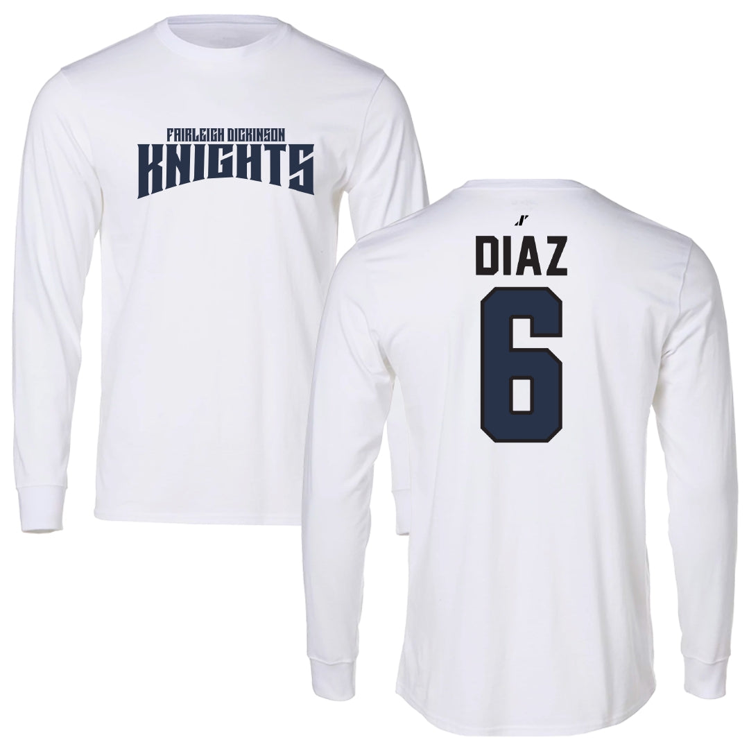 Fairleigh Dickinson University-Metropolitan Campus Volleyball White Classic Long Sleeve - #6 Diego Diaz