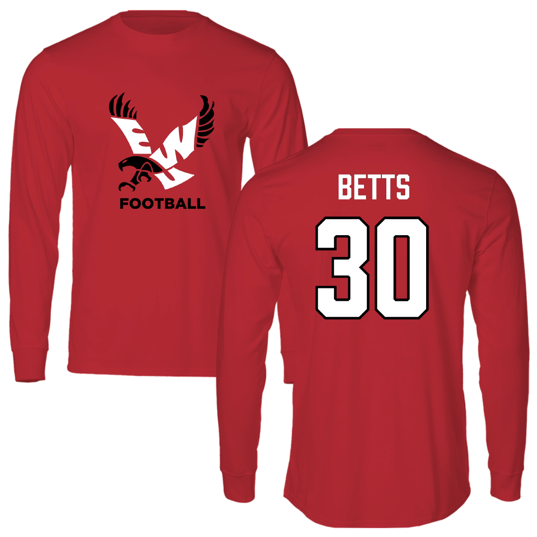 Eastern Washington University Football Red EWU Performance Long Sleeve - #30 Talon Betts