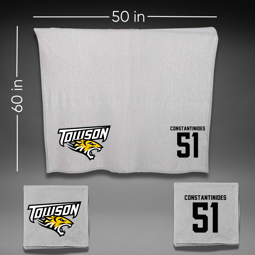 Towson University Lacrosse Gray Blanket - #51 Matt Constantinides
