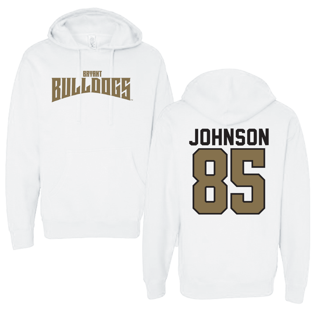 Bryant University Football White Classic Hoodie - #85 Patrick Johnson