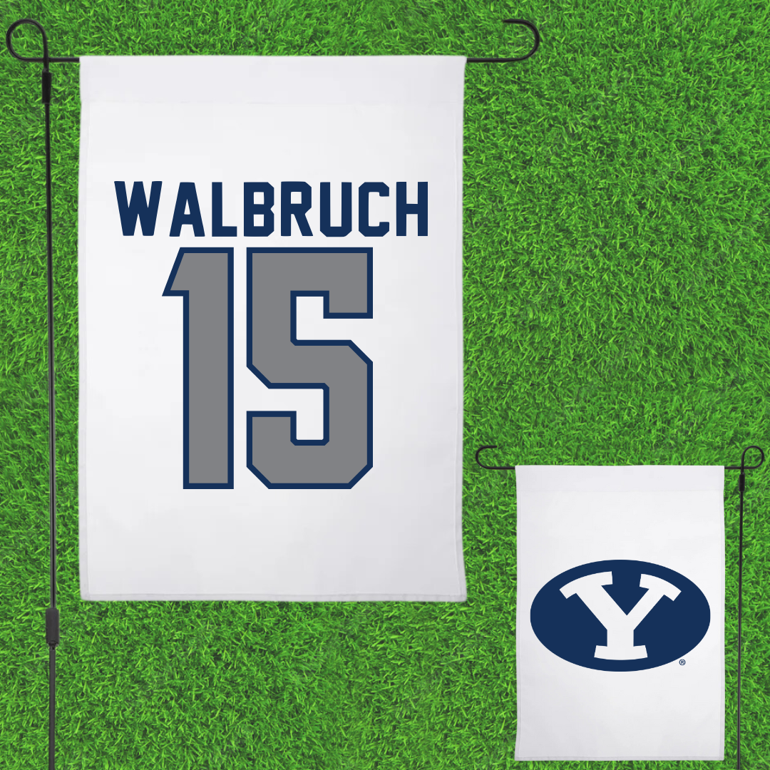 Brigham Young University Soccer White Garden Flag - #15 Ellie Walbruch