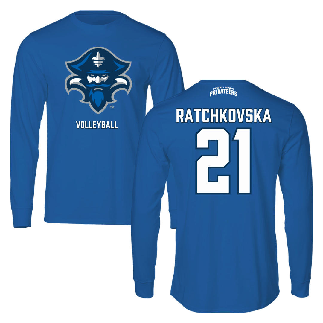 University of New Orleans Volleyball Blue Long Sleeve - #21 Elani Ratchkovska