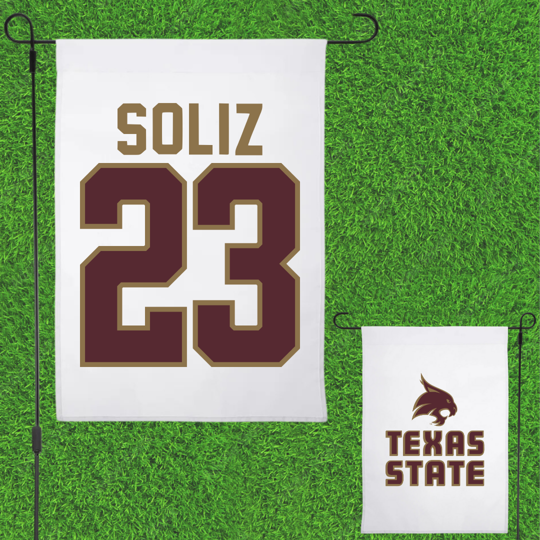 Texas State University Softball White Garden Flag - #23 Analisa Soliz