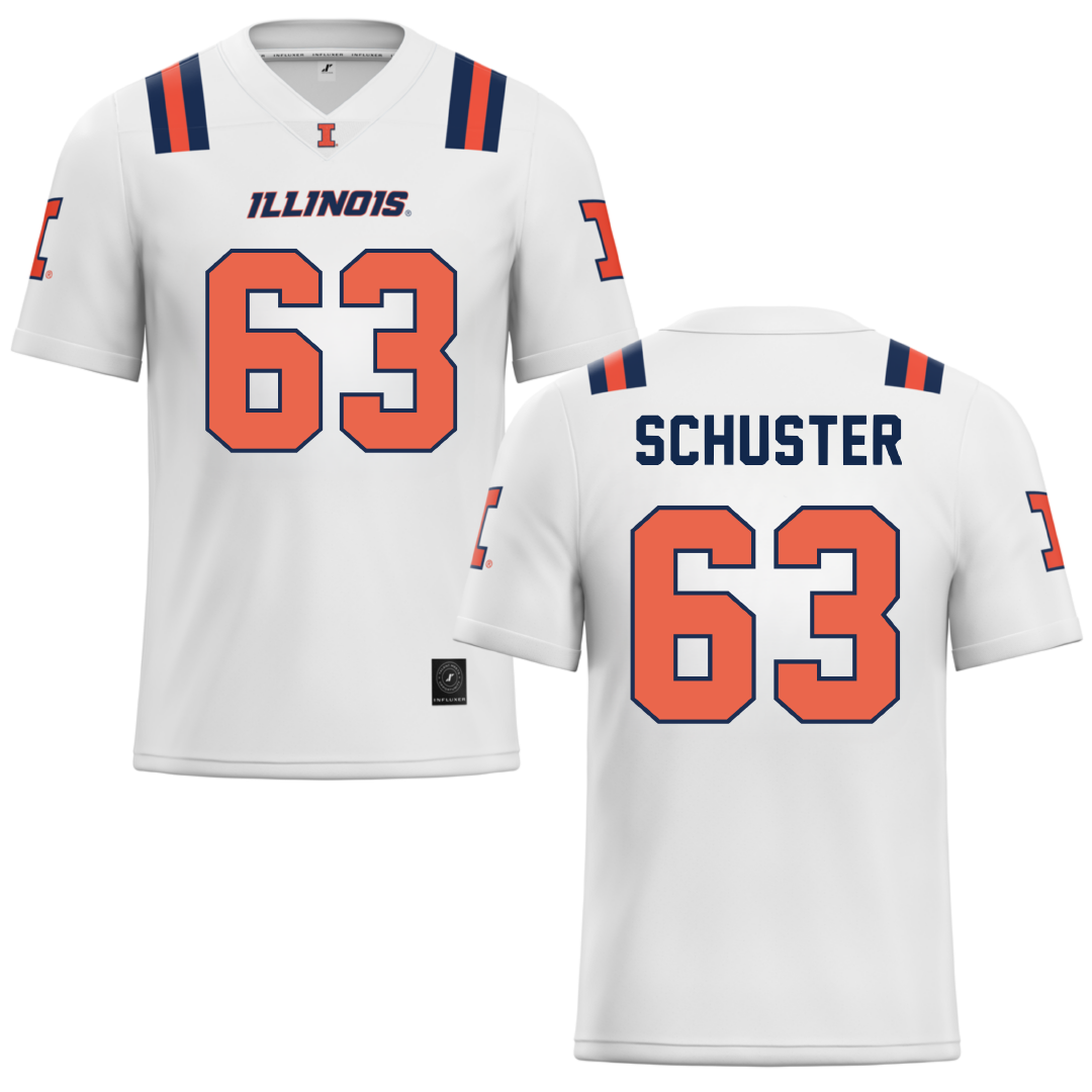University of Illinois White Football Jersey - #63 Dezmond Schuster