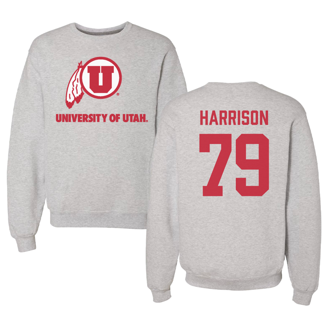 University of Utah Football Gray Crewneck - #79 Alex Harrison