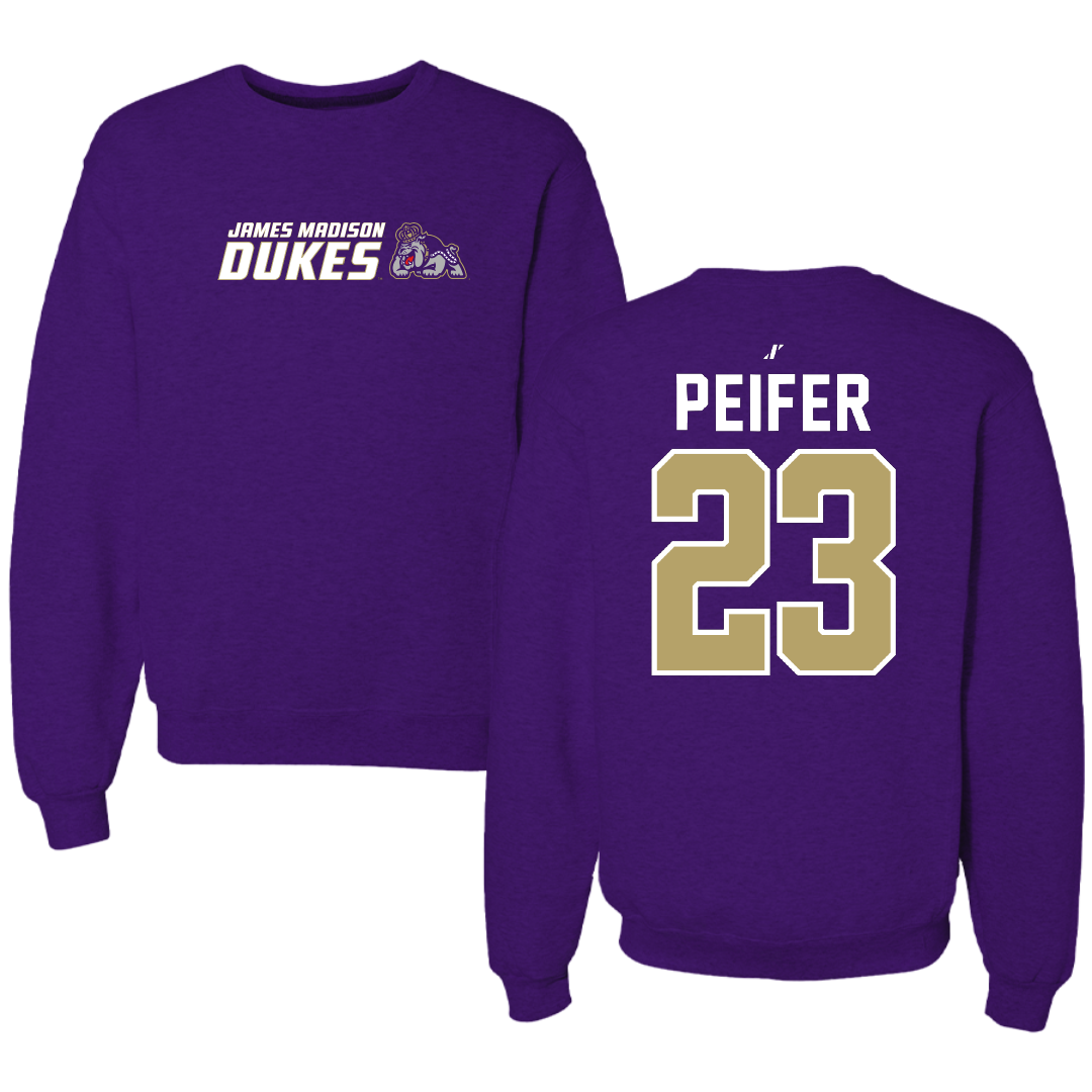 James Madison University Baseball Purple General Crewneck - #23 Wyatt Peifer