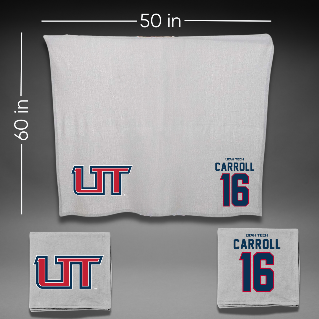 Utah Tech University Baseball Gray Blanket - #16 Jace Carroll