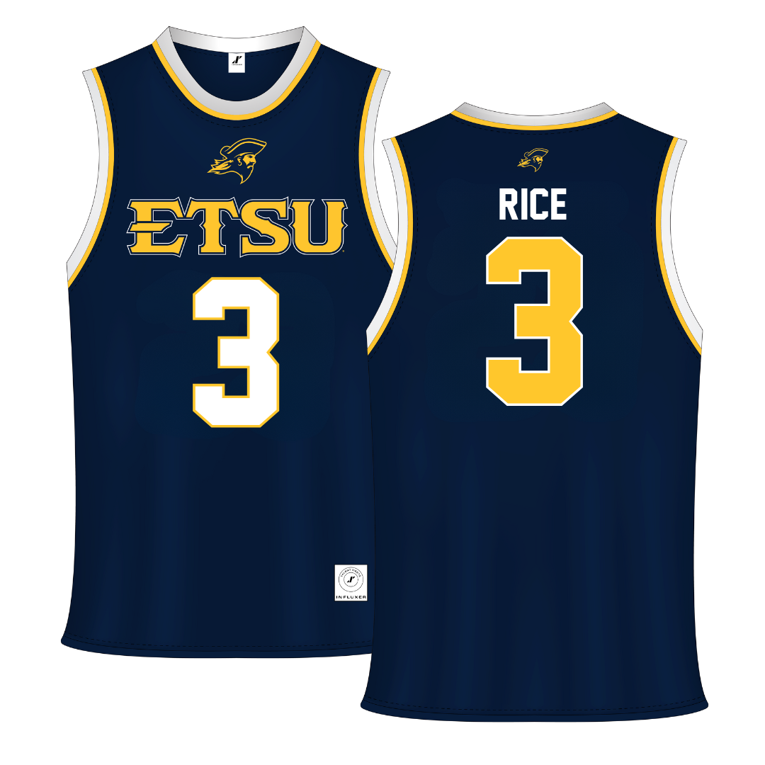 East Tennessee State University Navy Basketball Jersey - #3 Tyler Rice