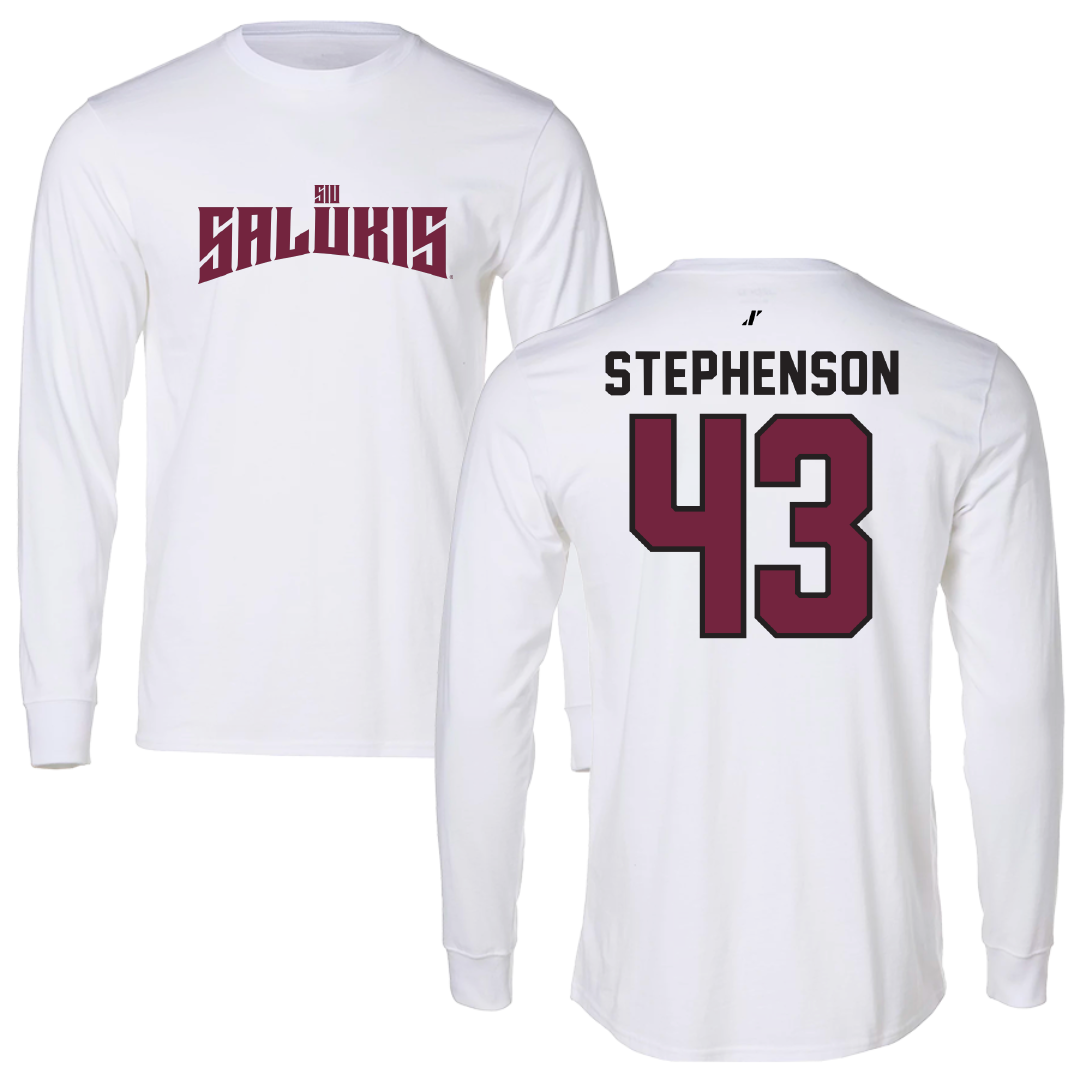 Southern Illinois University at Carbondale Football White Classic Long Sleeve - #43 Cade Stephenson