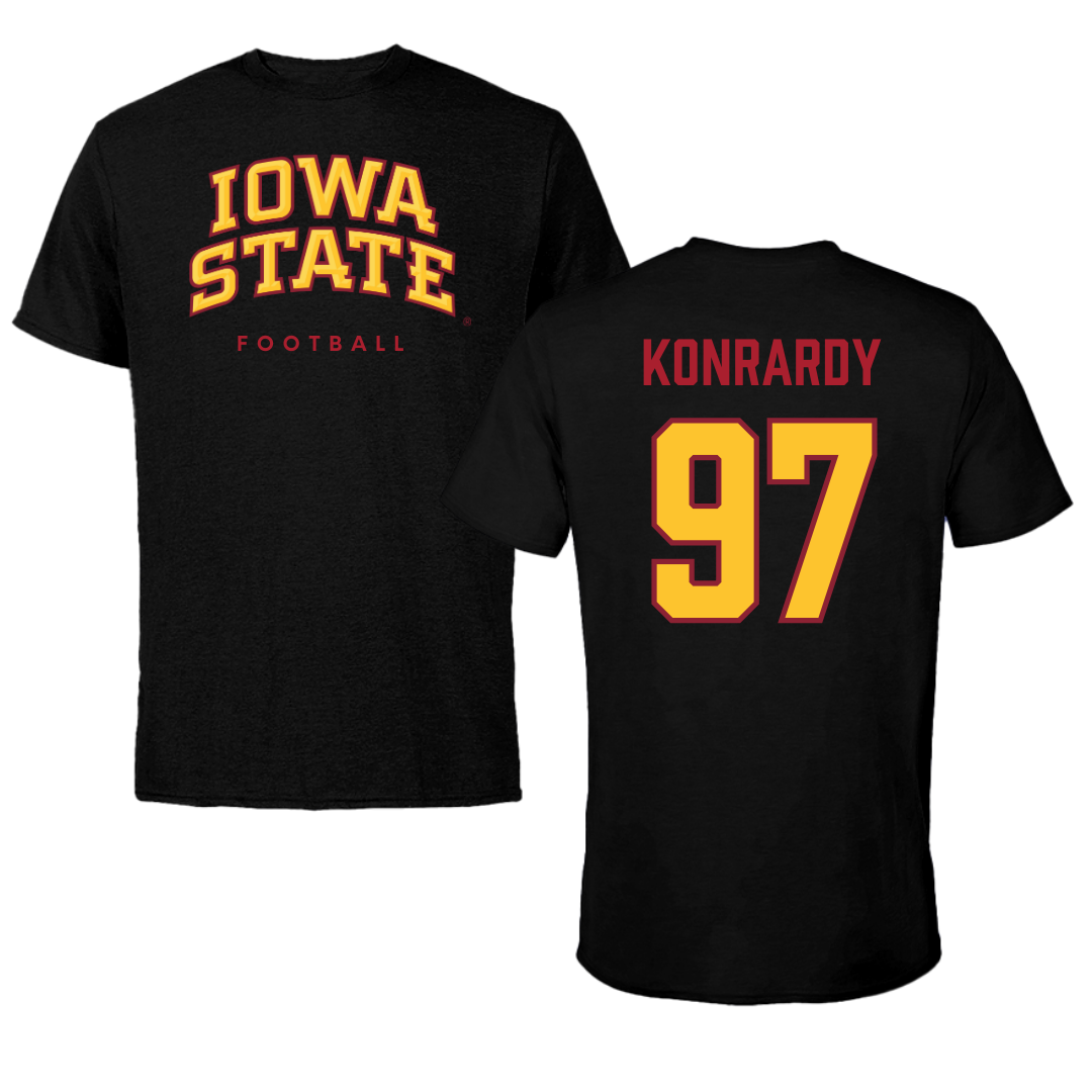 Iowa State University Football Black Performance Tee - #97 Kyle Konrardy