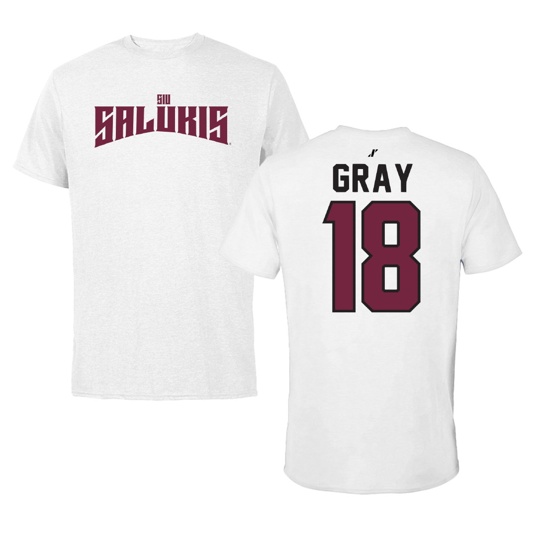 Southern Illinois University at Carbondale Baseball White Classic Tee - #18 Hesston Gray