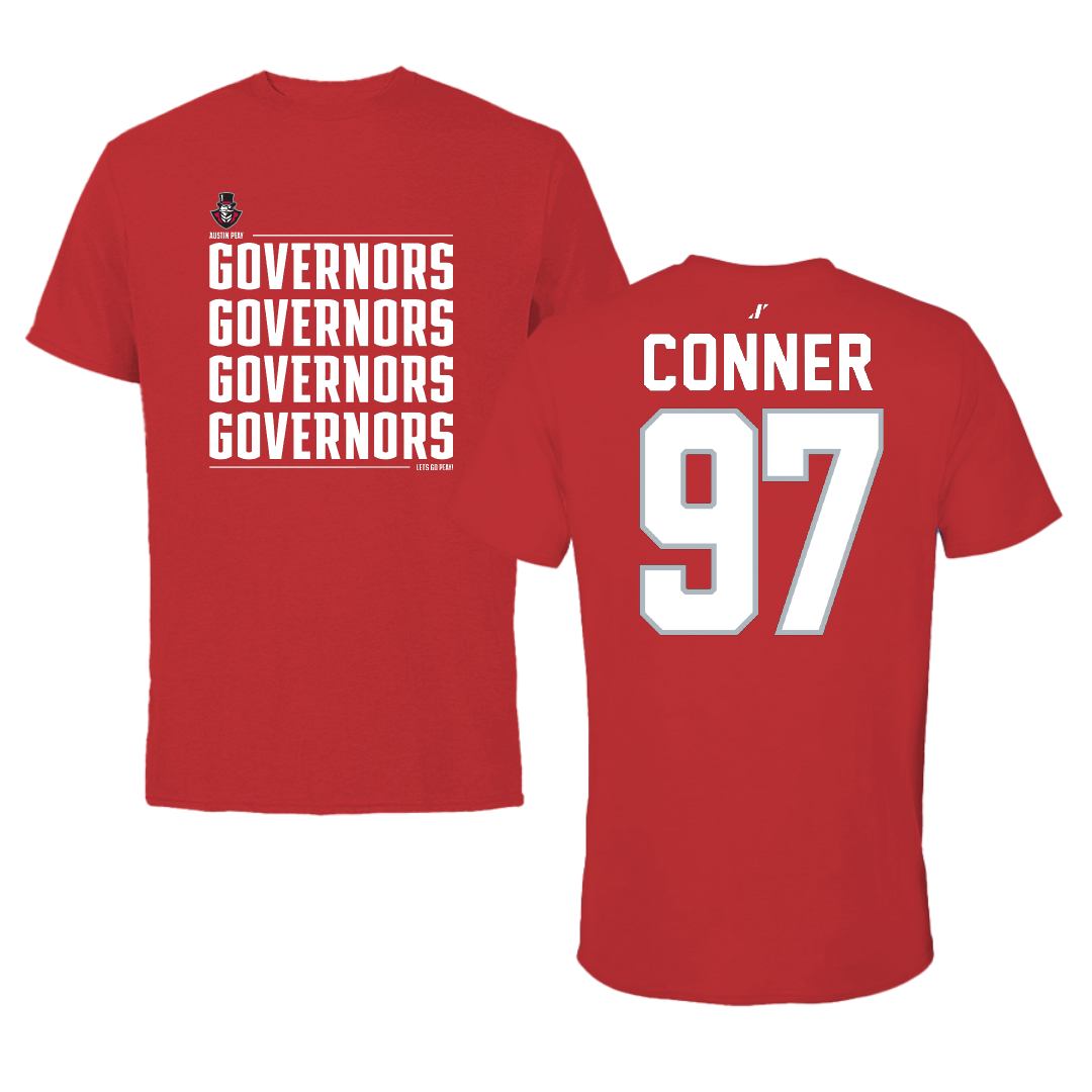 Austin Peay State University Football Red General Performance Tee - #97 Carson Conner