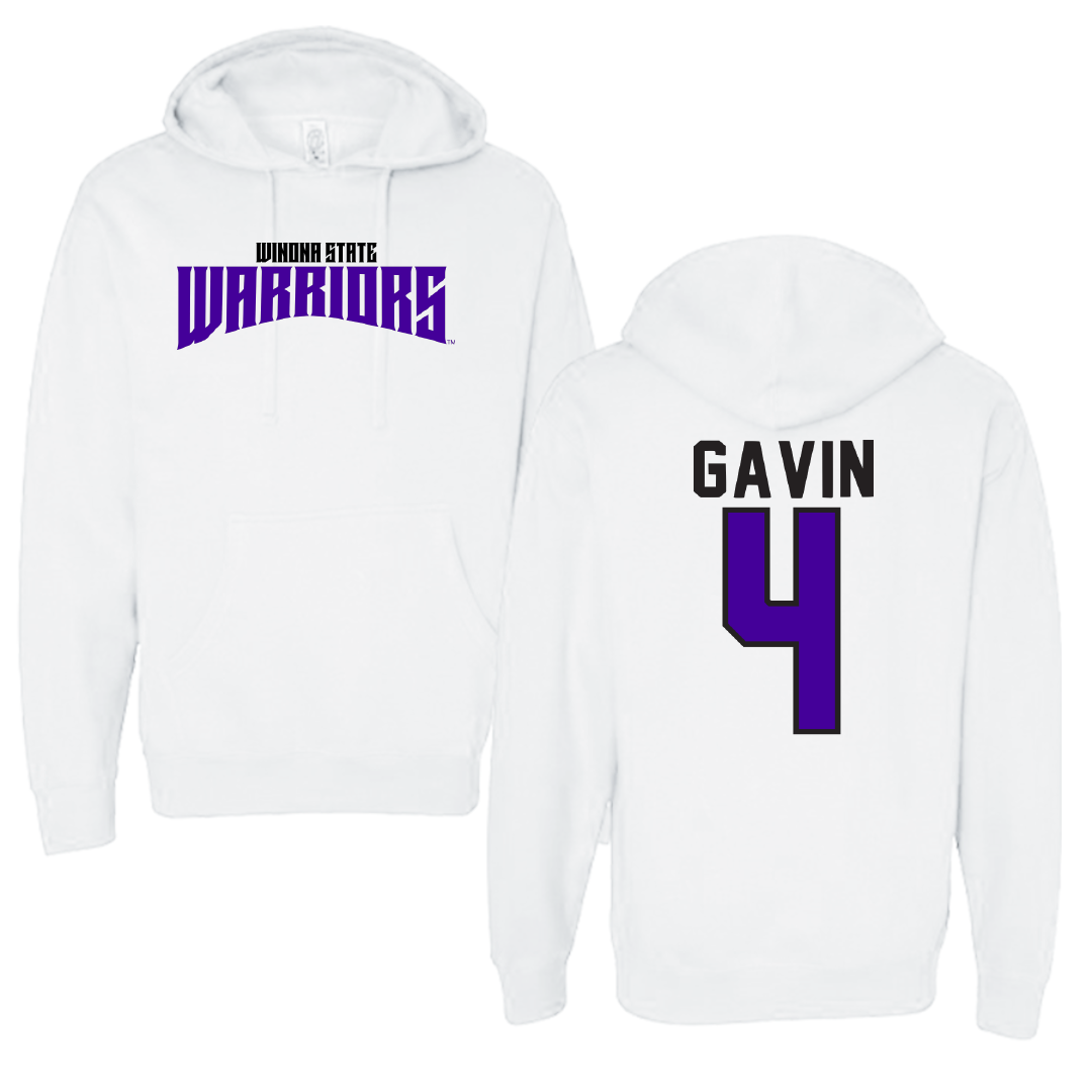 Winona State University Football White Classic Hoodie - #4 Ty Gavin