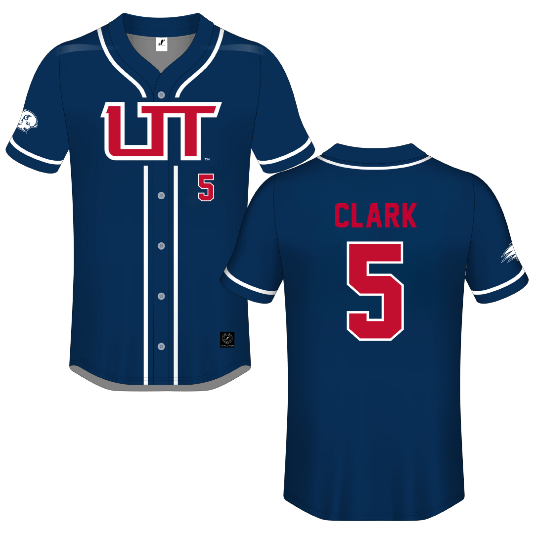 Utah Tech University Blue Button-Down Jersey - #5 Cayden Clark