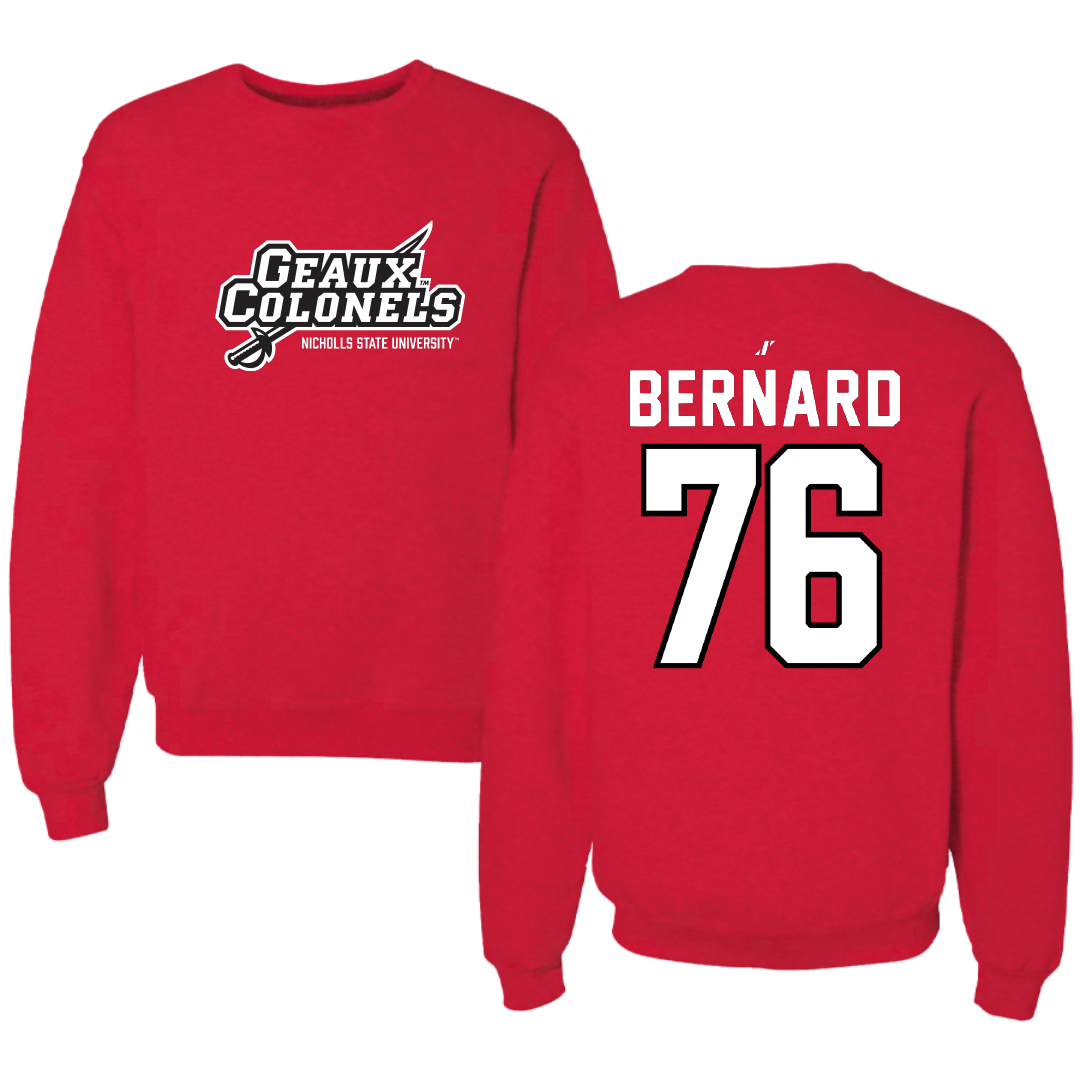 Nicholls State University Football Red General Crewneck - #76 Ryan Bernard