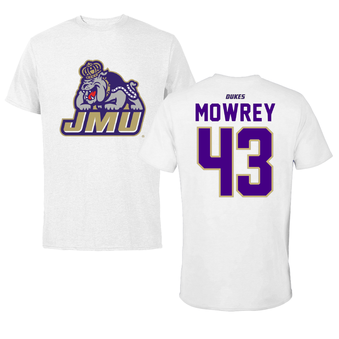 James Madison University Football White Tee - #43 Jack Mowrey