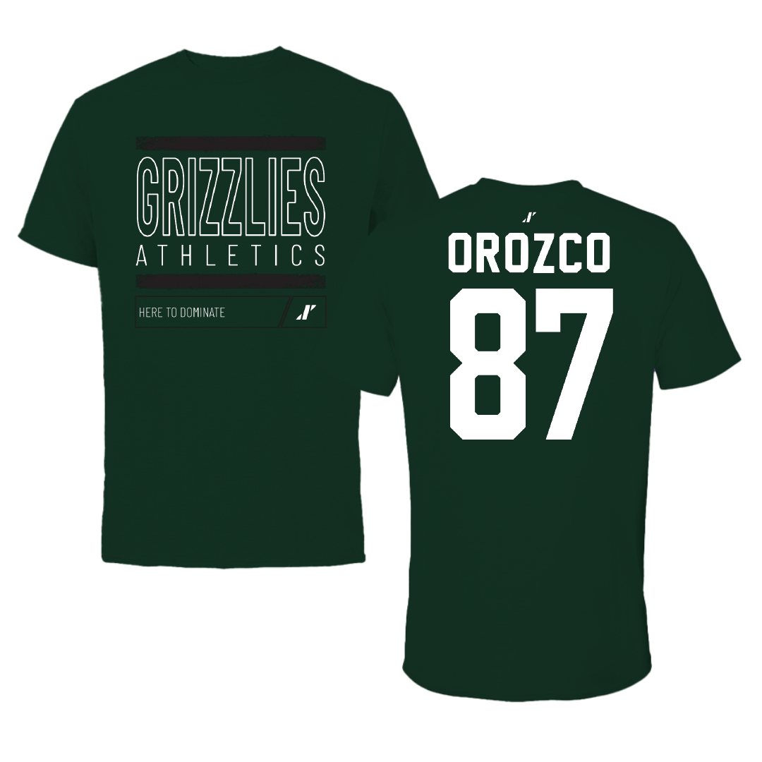 Adams State University Football Forest Green Dominate Tee - #87 Damien Orozco