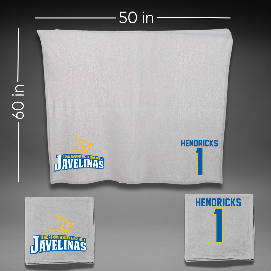 Texas A&M University-Kingsville Football Gray Javelinas Blanket - #1 Demarcus Hendricks