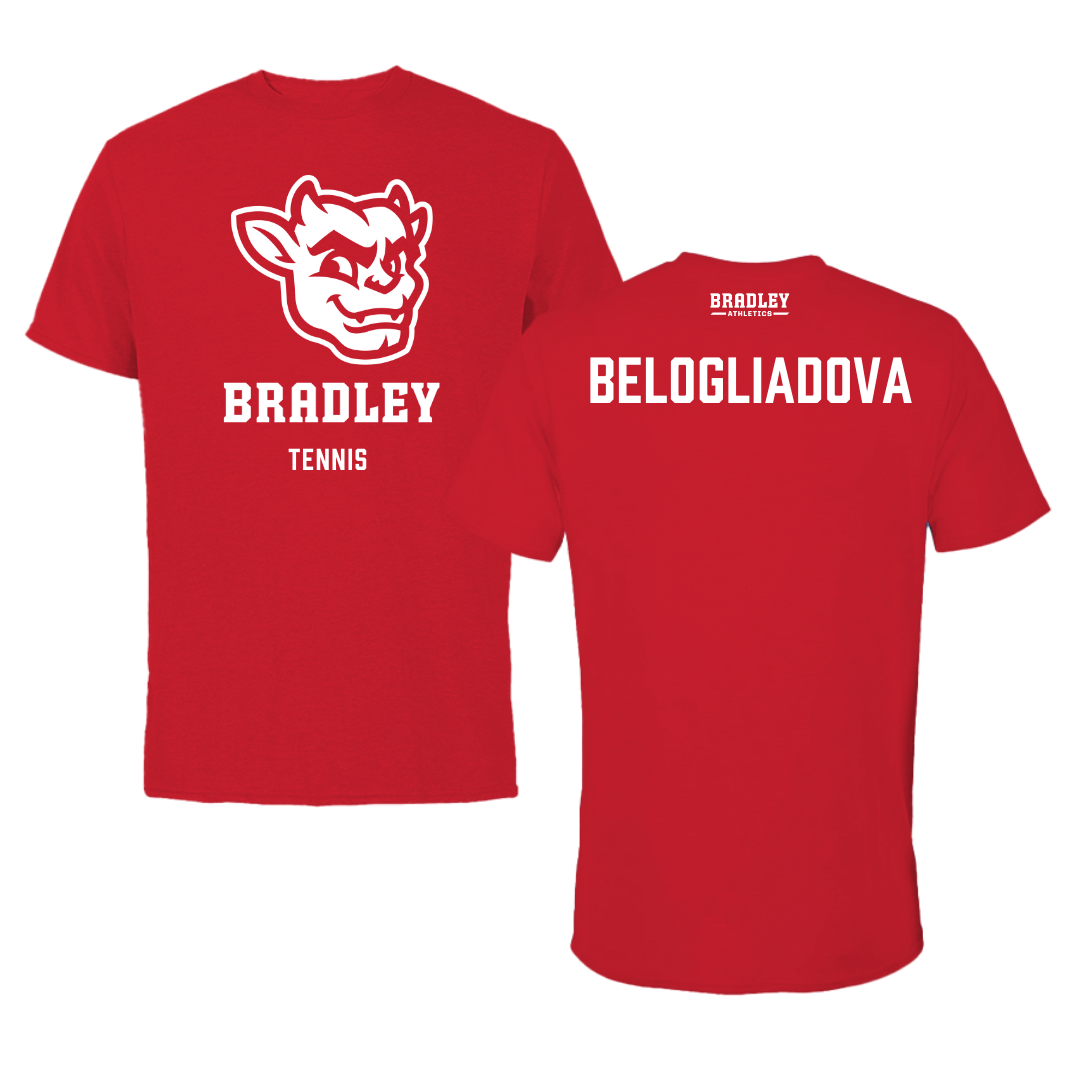 Bradley University Tennis Red Mascot Performance Tee - Anna Belogliadova