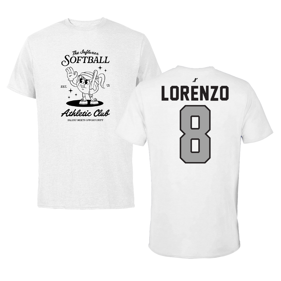 Softball White Influxer Athletic Club Tee - #8 Brooklyn Lorenzo