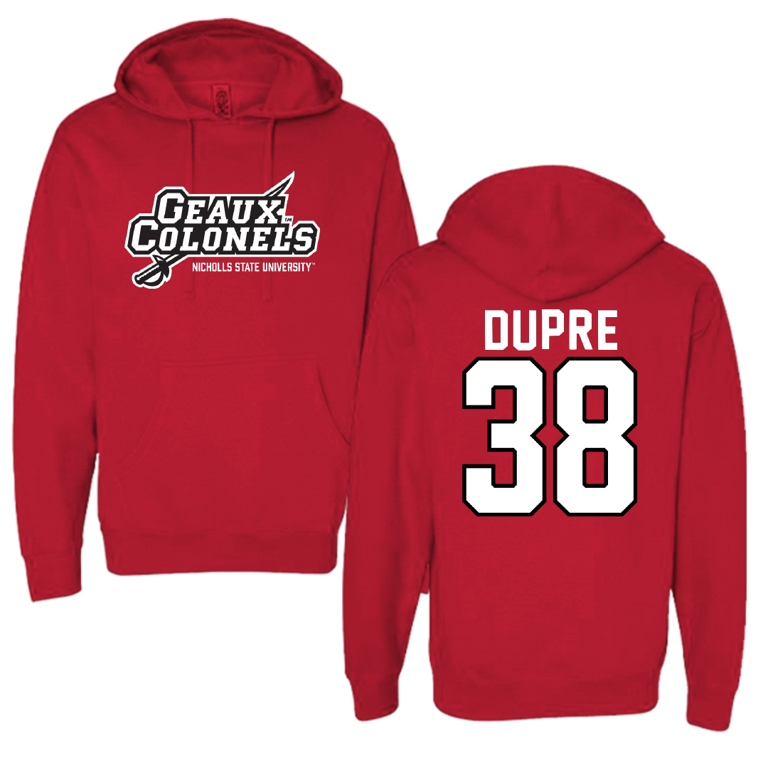 Nicholls State University Football Red General Hoodie - #38 Kylan Dupre